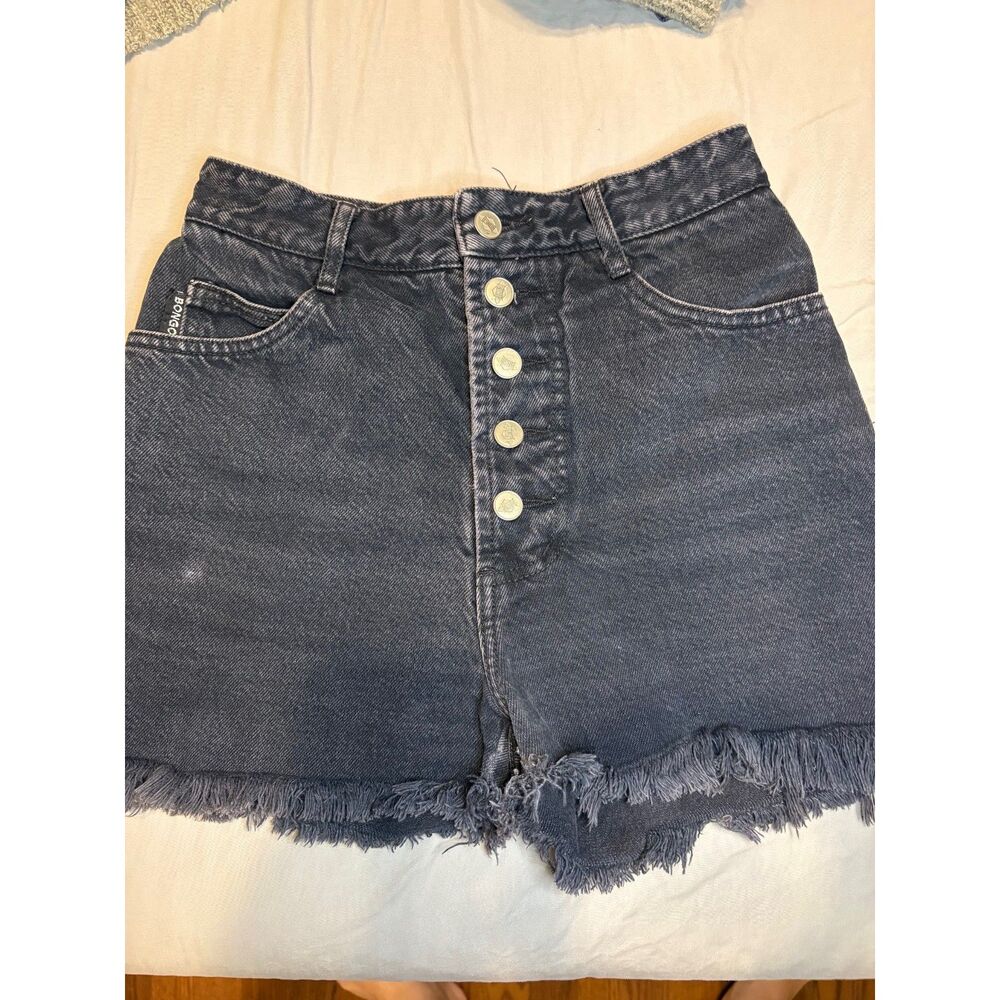 90s Vintage Modern Size 4 High‑Rise Button‑Front Denim Shorts Frayed Hem, USA